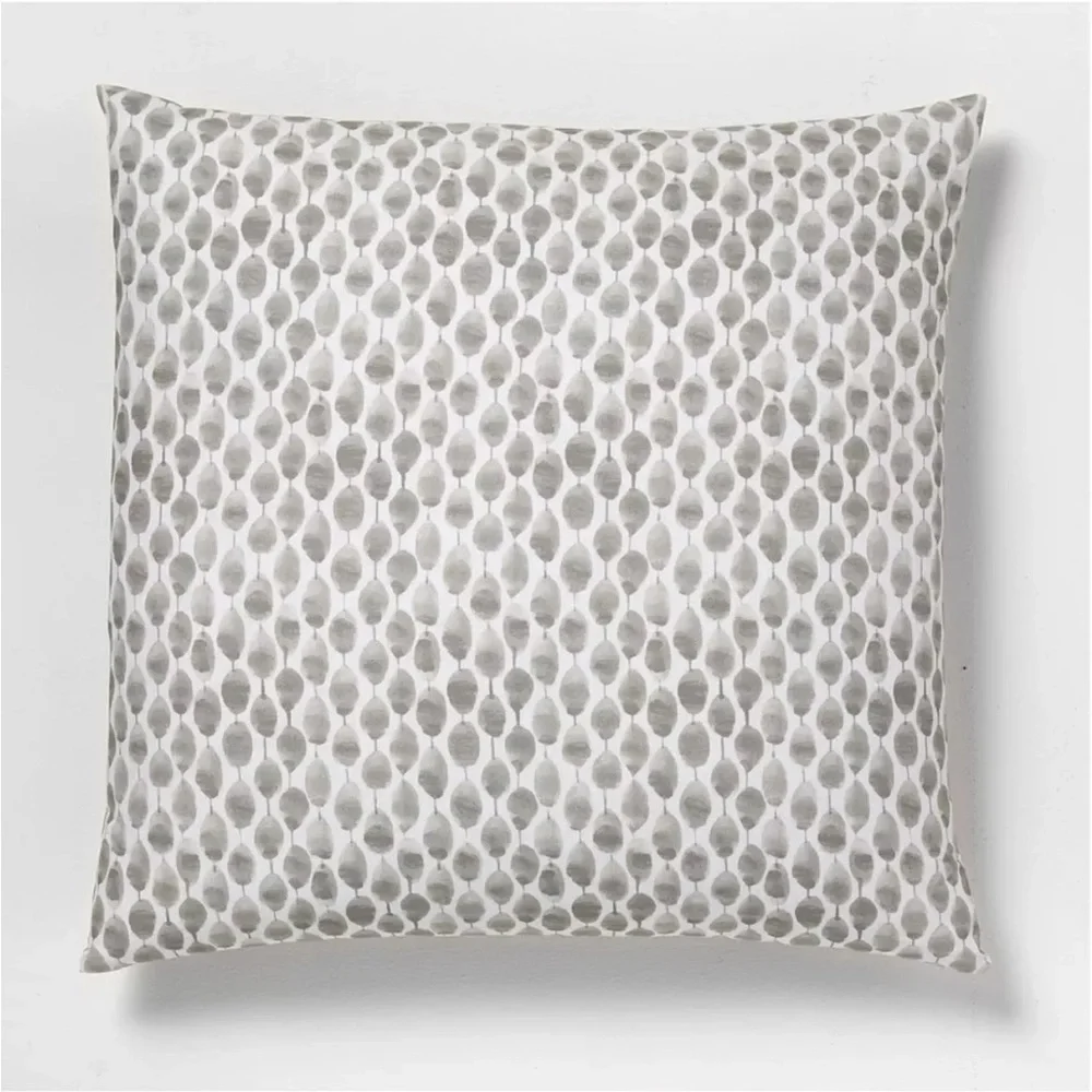 3 WEST ELM Shades of Gray Stamped Dots Cotton EURO 26x26 Pillow Shams Watercolor